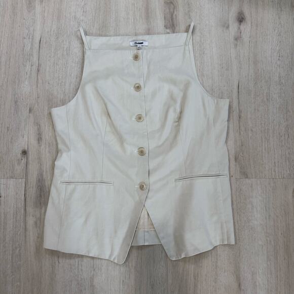 NWT Madewell Square Neck Vest in Drapey Twill Muted Stone Chic Girly Size 12 - Picture 2 of 6